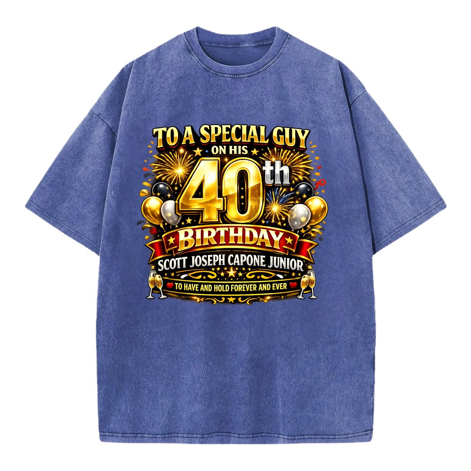 Special 40th Birthday - Vintage T-shirt - Blue