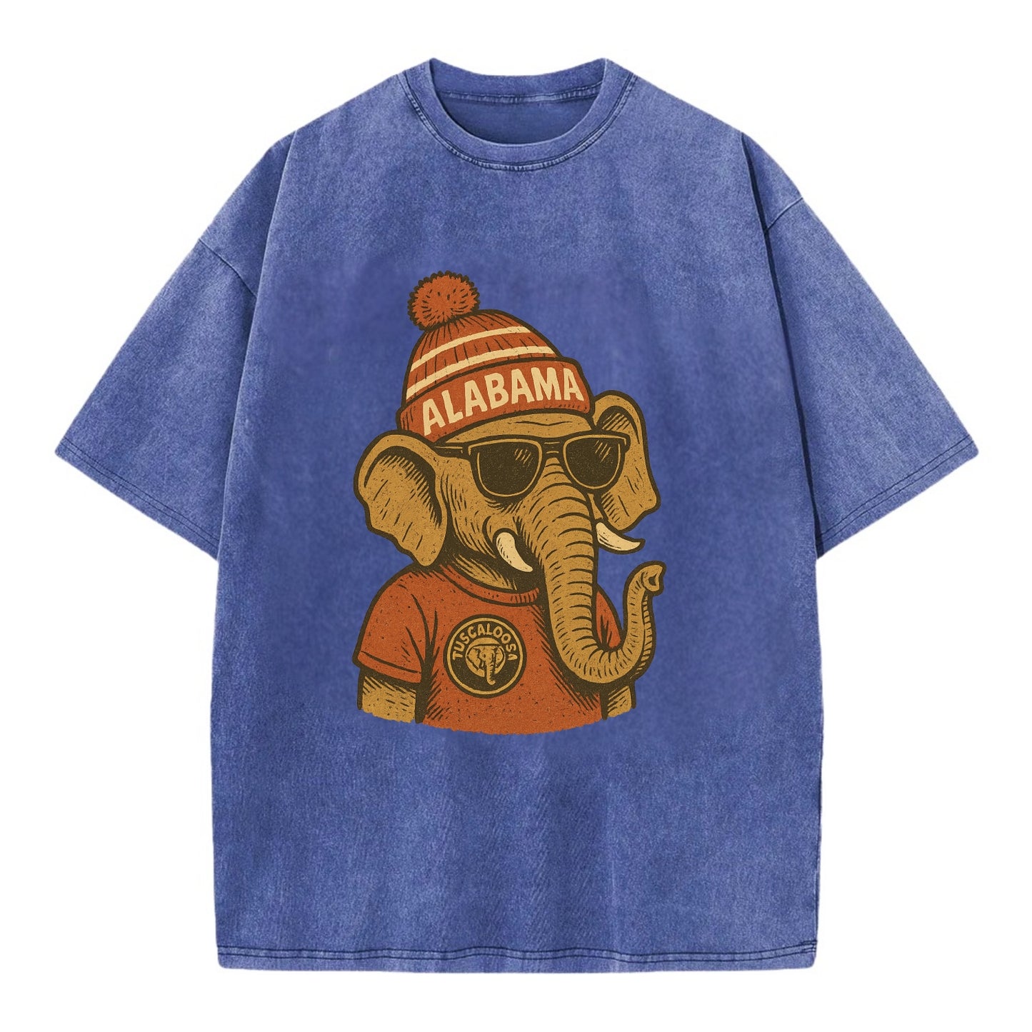 Tuscaloosa Crimson Elephant wearing Alab - Vintage T-shirt - Blue