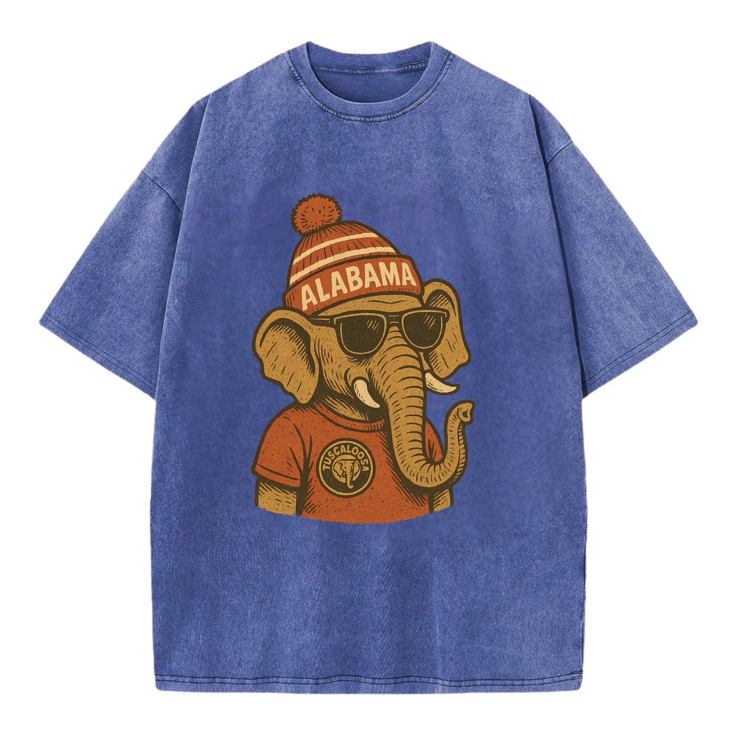 Tuscaloosa Crimson Elephant wearing Alab - Vintage T-shirt - Blue