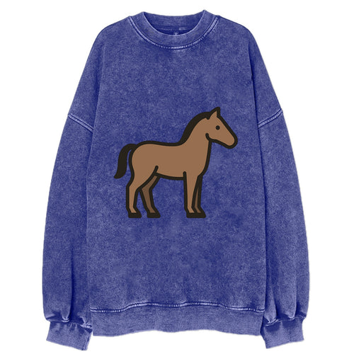 Horse - Brown standing pose flat side profile - Vintage Sweatshirt