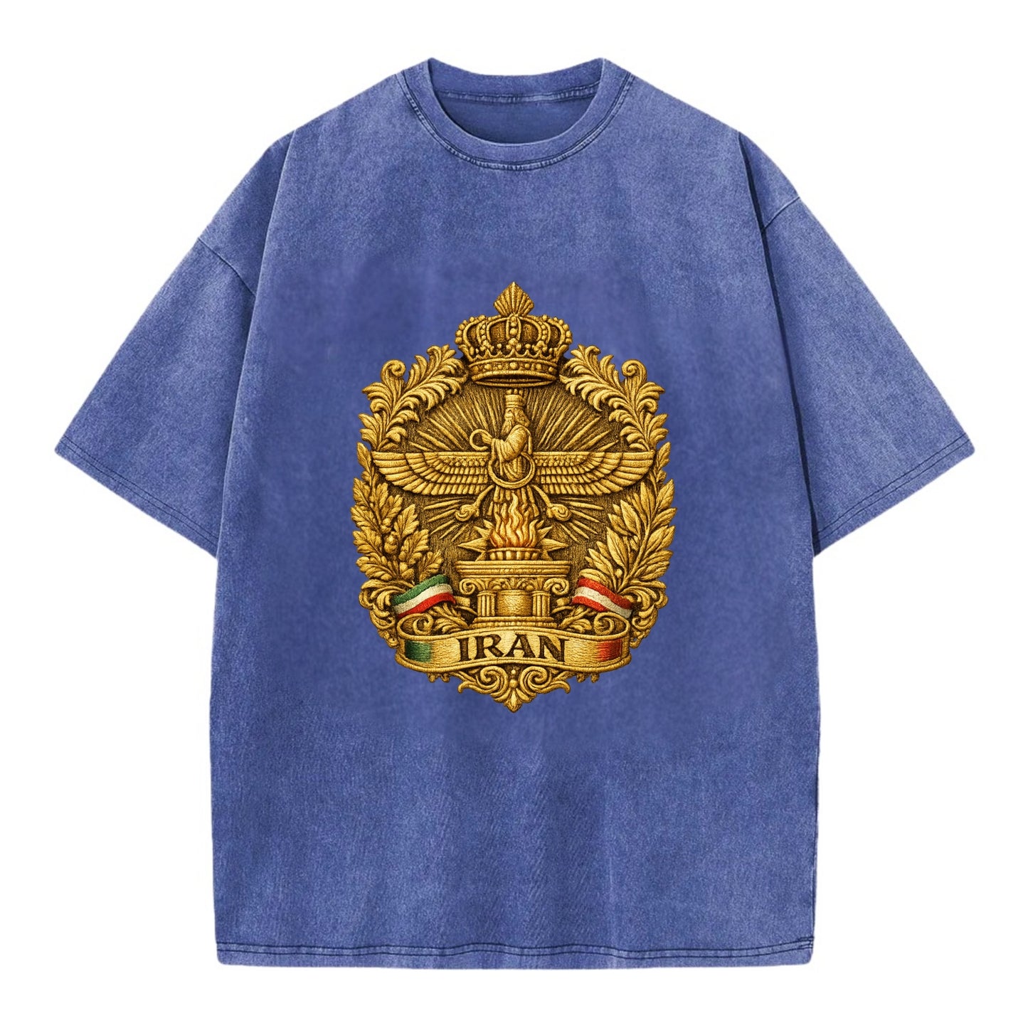Iran Fire Temple Emblem - Vintage T-shirt - Blue