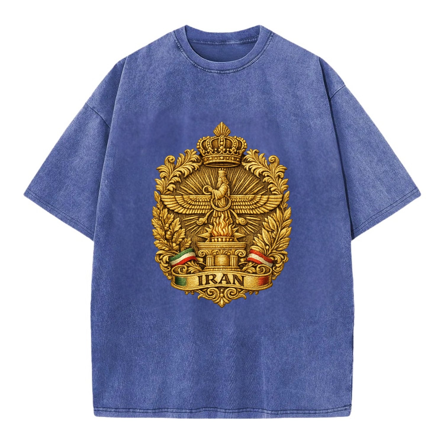 Iran Fire Temple Emblem - Vintage T-shirt - Blue