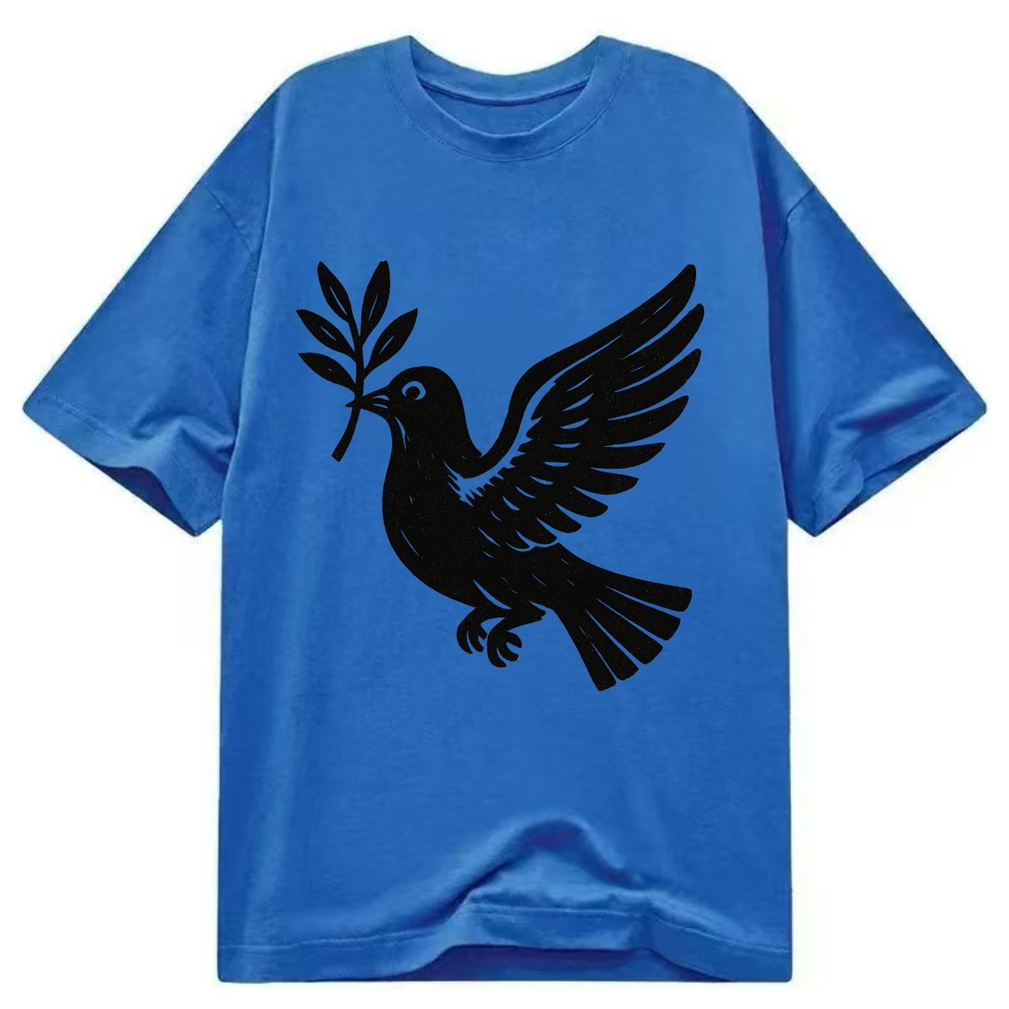 Dove carrying olive branch - peace movement ink painting - Classic T-shirt - Blue