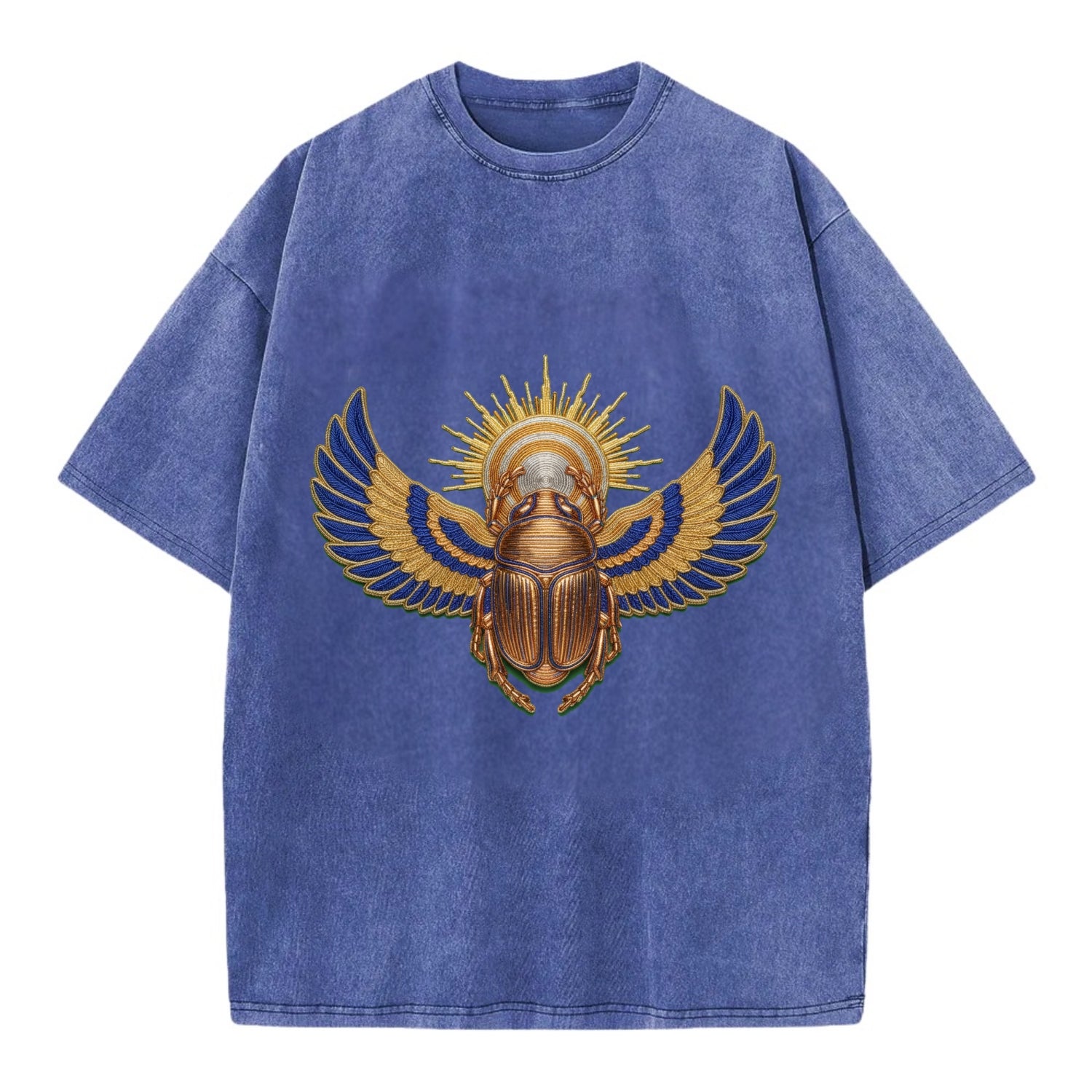 Winged Scarab - Vintage T-shirt - Blue