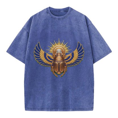 Winged Scarab - Vintage T-shirt - Blue