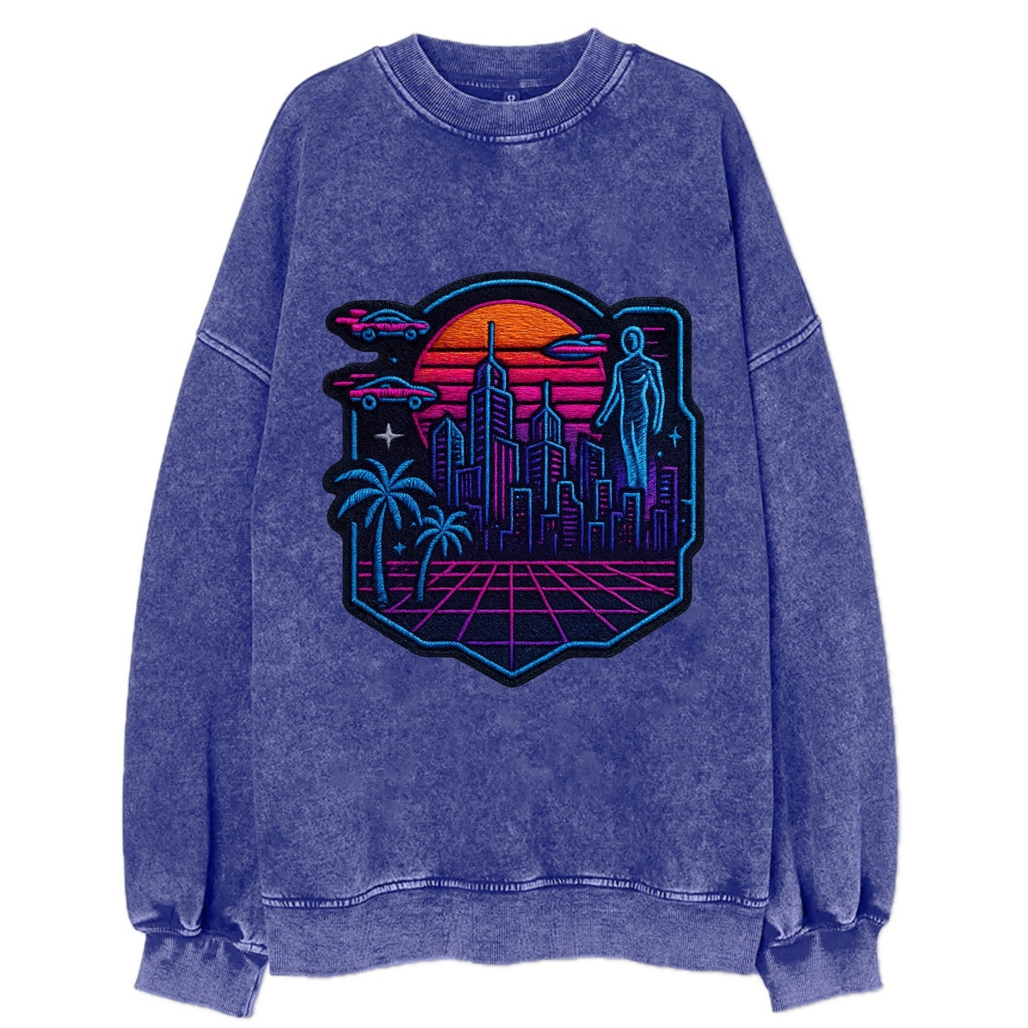 Cyberpunk City - Vintage Sweatshirt - Blue