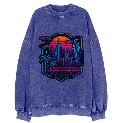 Cyberpunk City - Vintage Sweatshirt - Blue