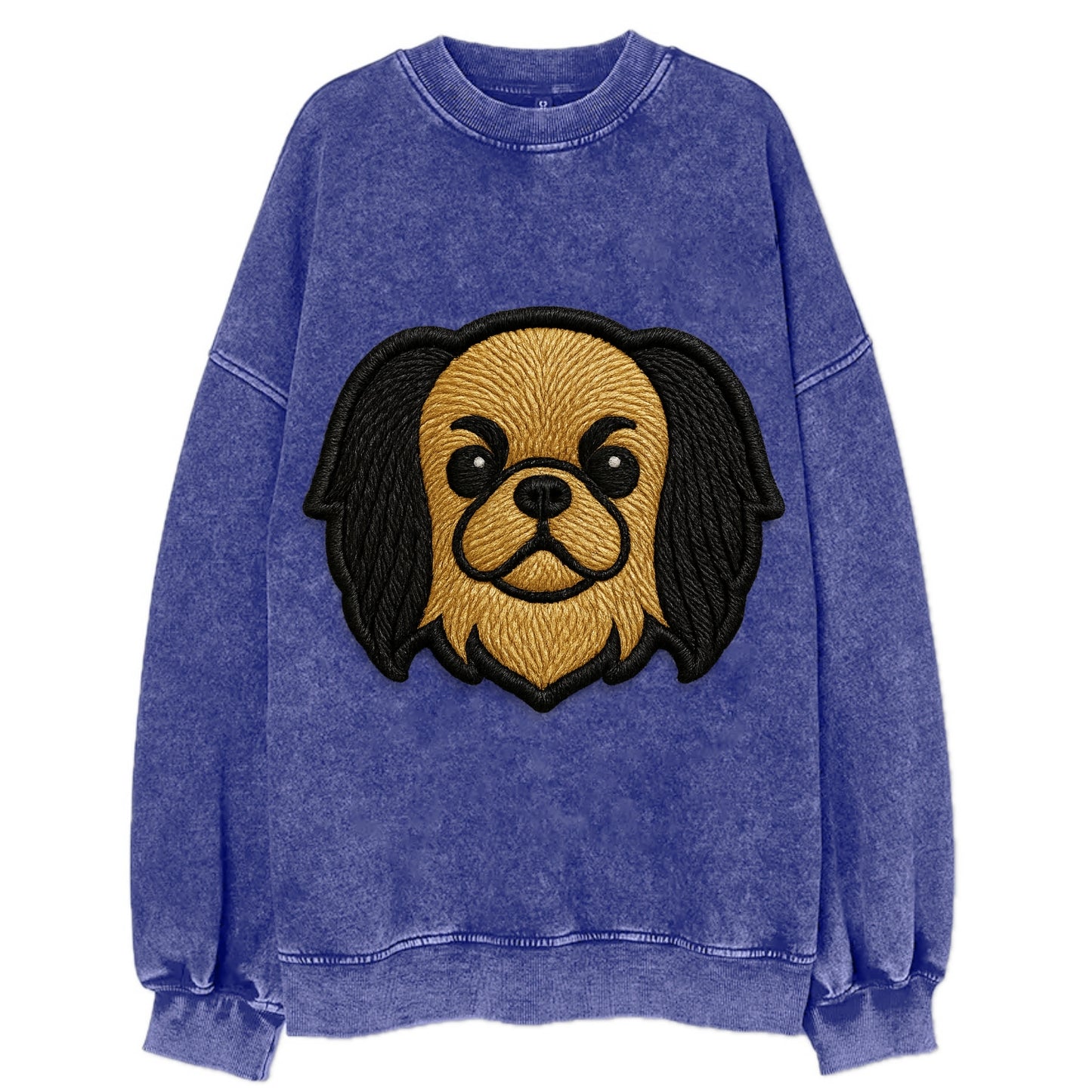 Japanese Chin - Modern flat-face logo wi - Vintage Sweatshirt - Blue