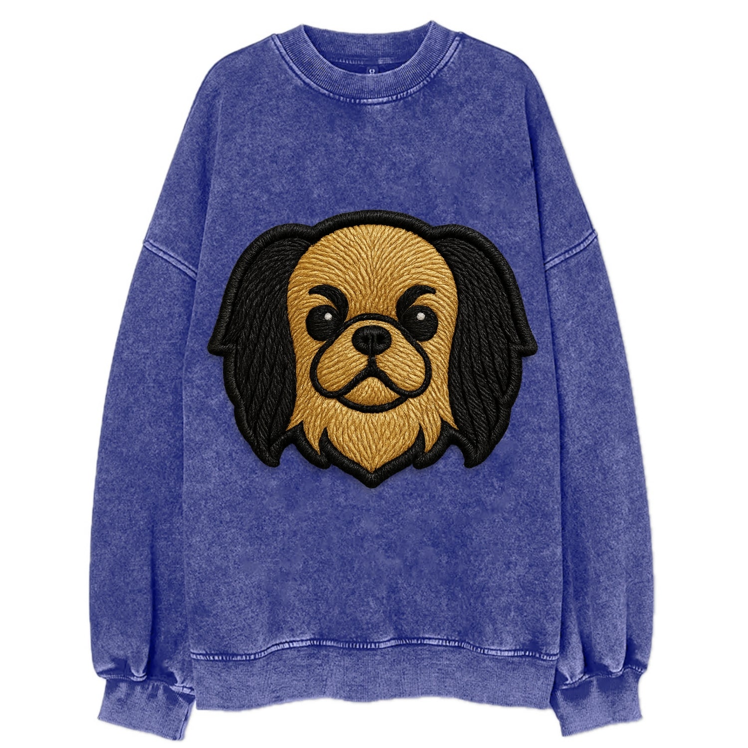 Japanese Chin - Modern flat-face logo wi - Vintage Sweatshirt - Blue