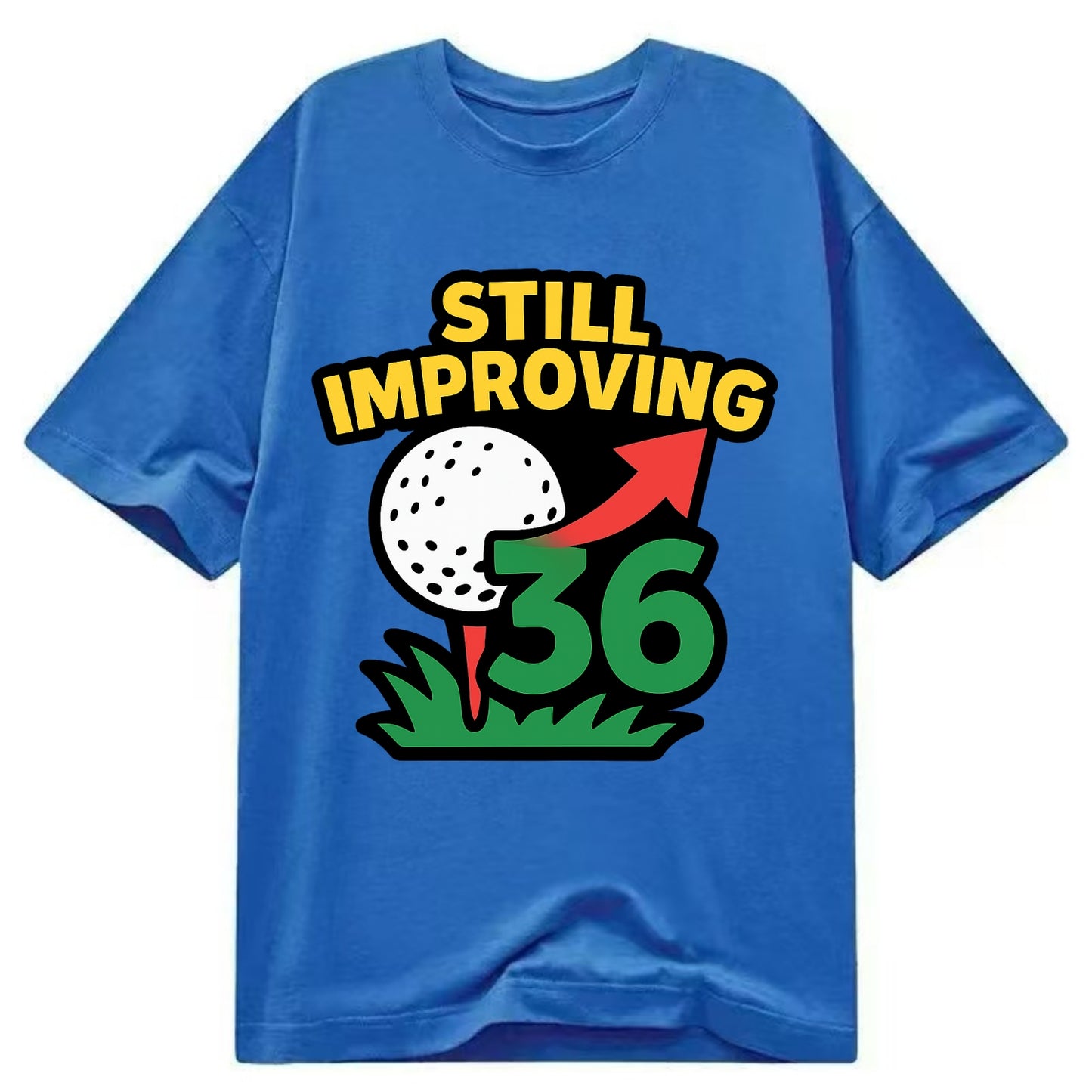 Handicap number getting higher with arrow - "Still Improving" - optimistic - Classic T-shirt - Blue