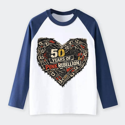 SAFETY PIN LOVE | Heart made of safety pins | Punk romance | DIY - Raglan Long Sleeve T-Shirt - Blue