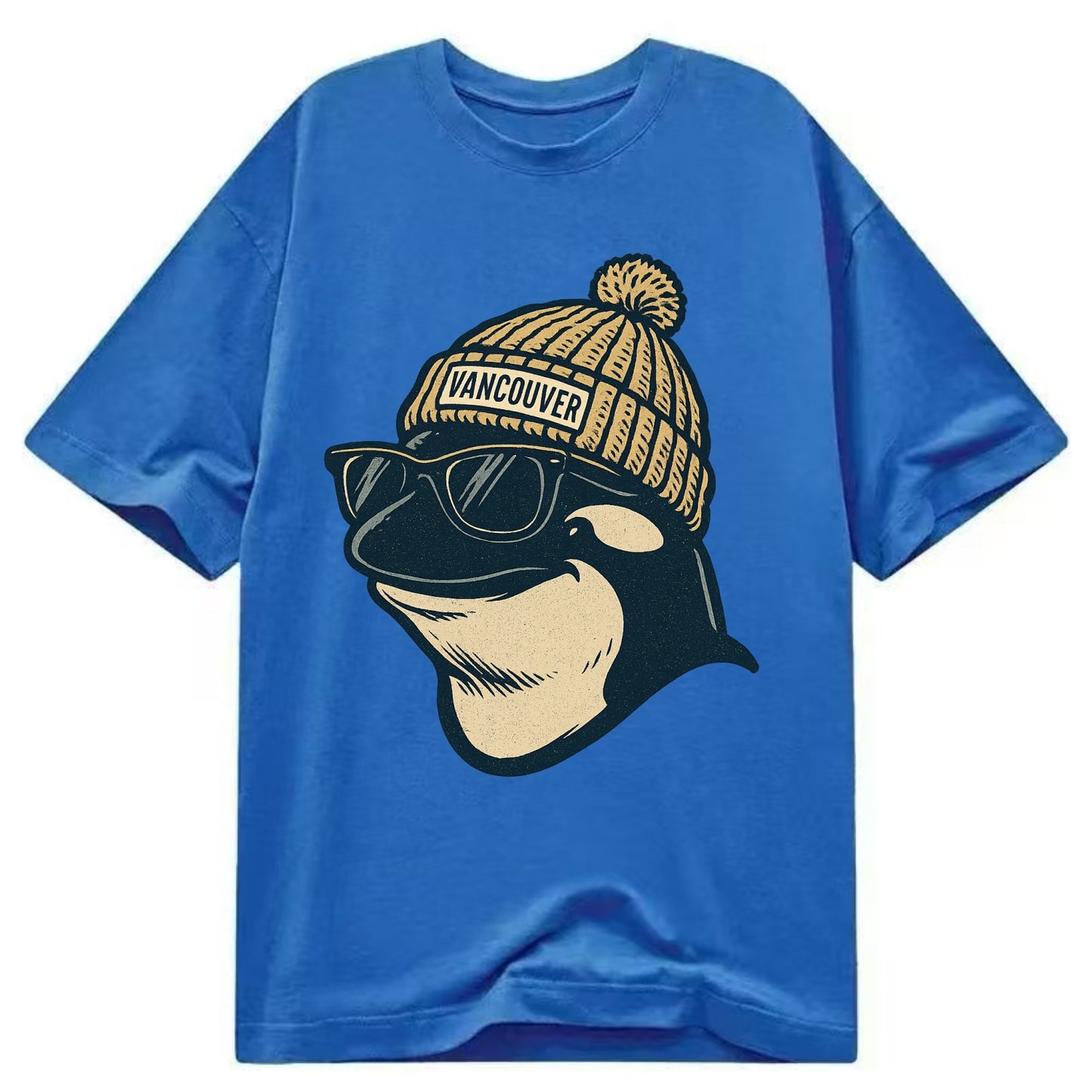Vancouver Orca wearing Vancouver beanie - Classic T-shirt - Blue