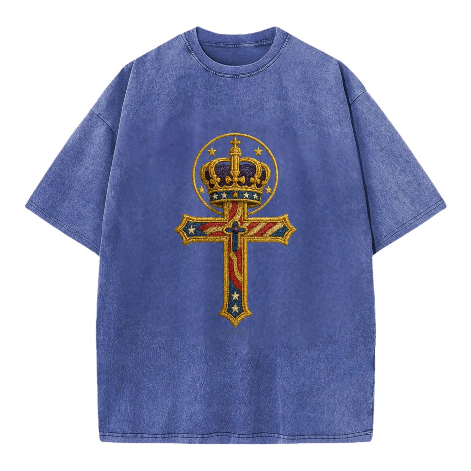 Cross and Crown  - Vintage T-shirt - Blue