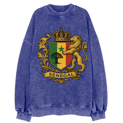 Senegal Lion Emblem  - Vintage Sweatshirt - Blue