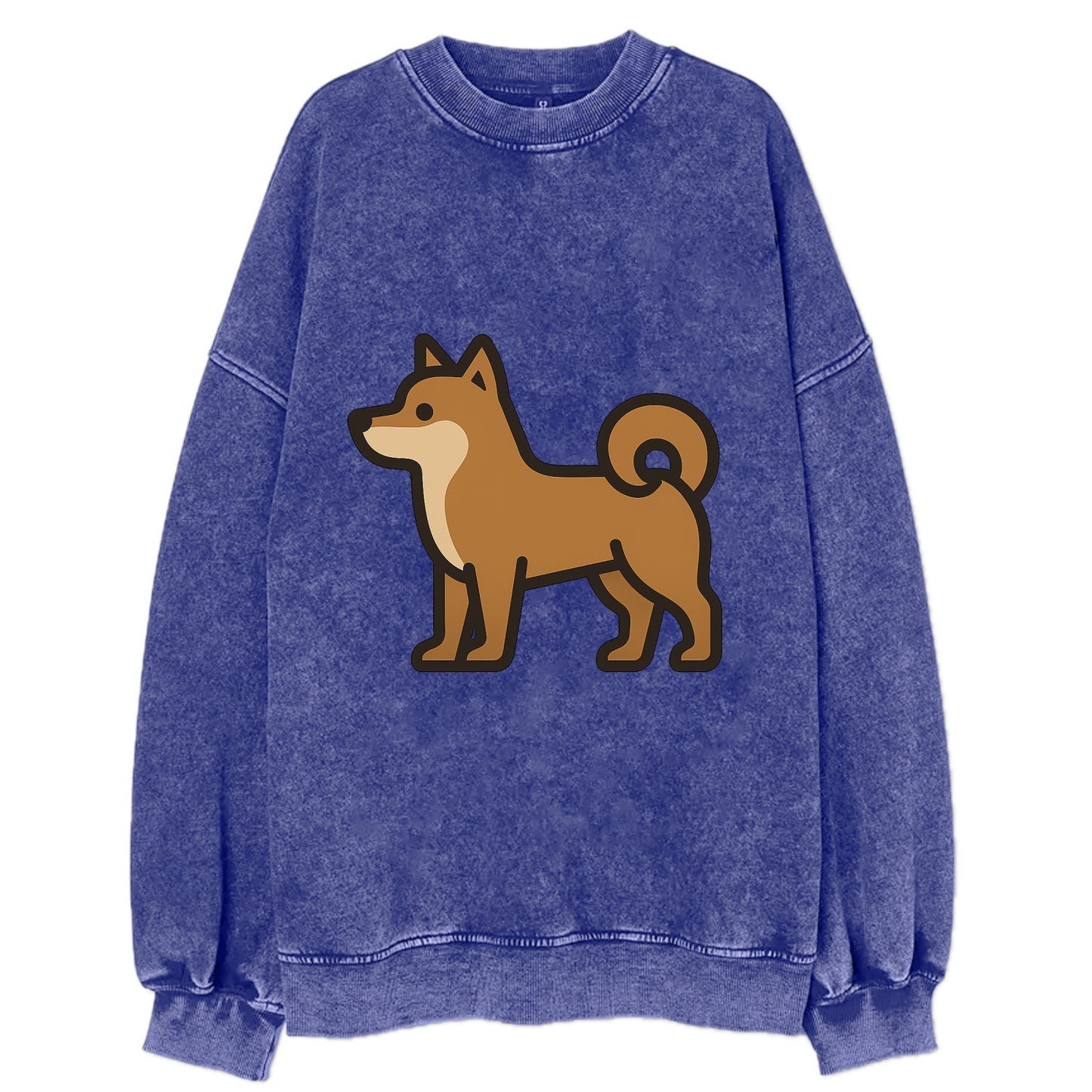 Shiba Inu - Red sesame flat side profile - Vintage Sweatshirt - Blue