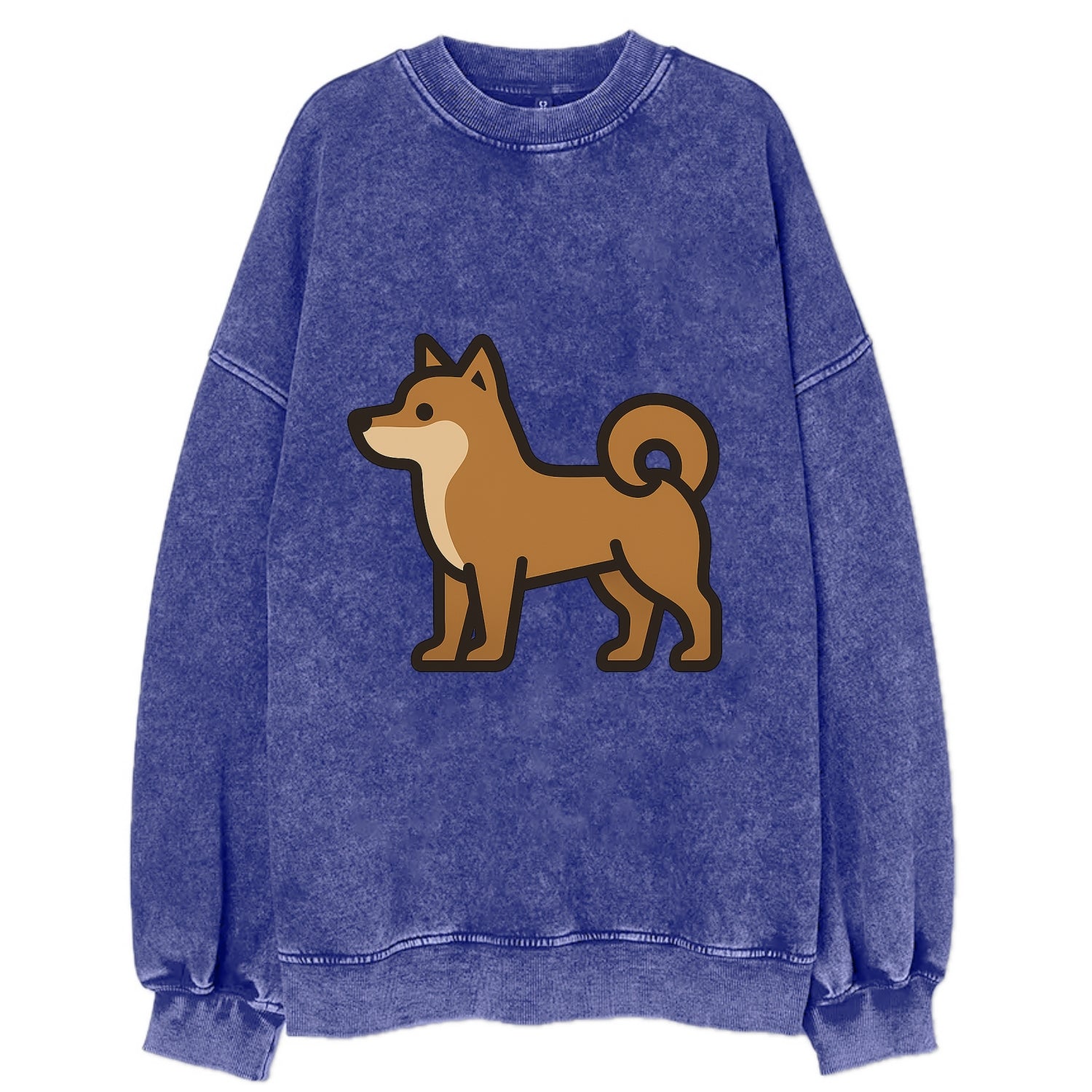 Shiba Inu - Red sesame flat side profile - Vintage Sweatshirt - Blue