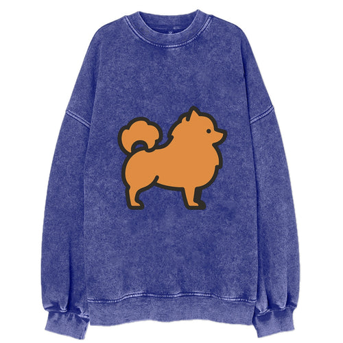 Pomeranian - Orange fluffy flat side profile - Vintage Sweatshirt