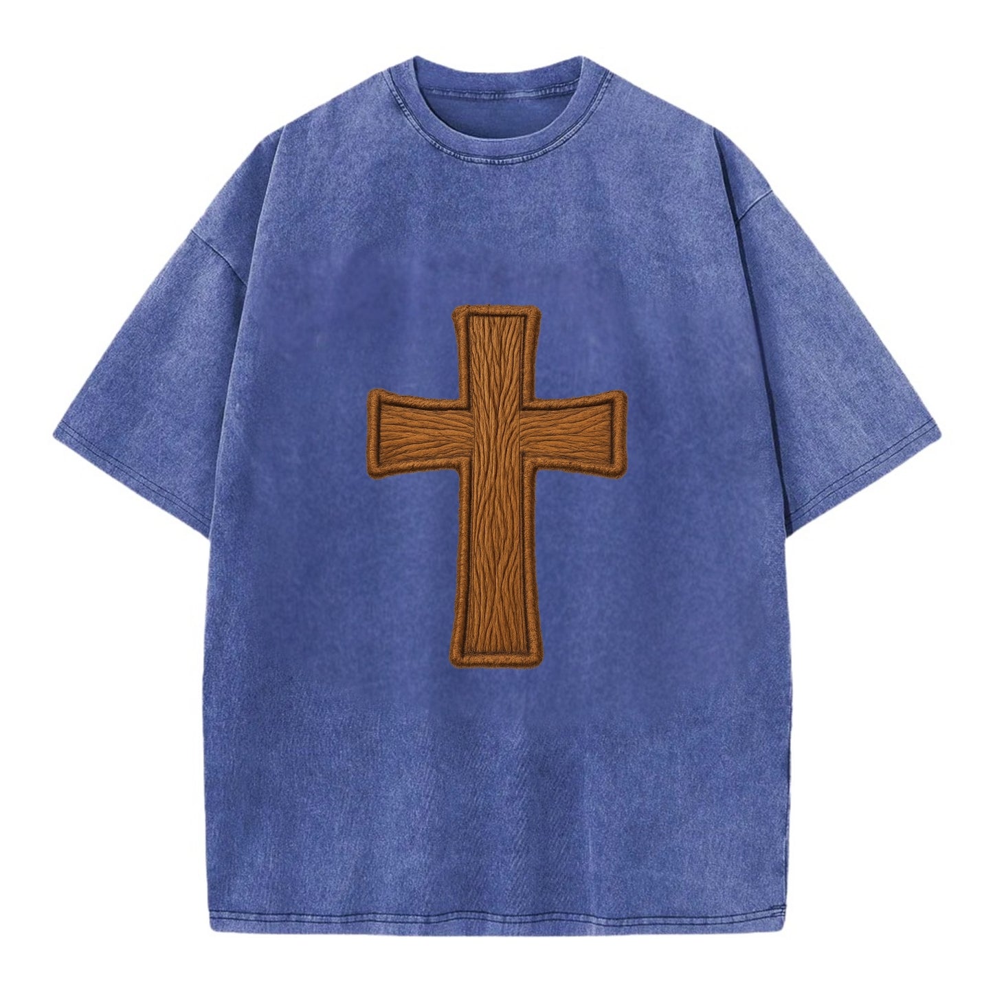 Carved Cross  - Vintage T-shirt - Blue