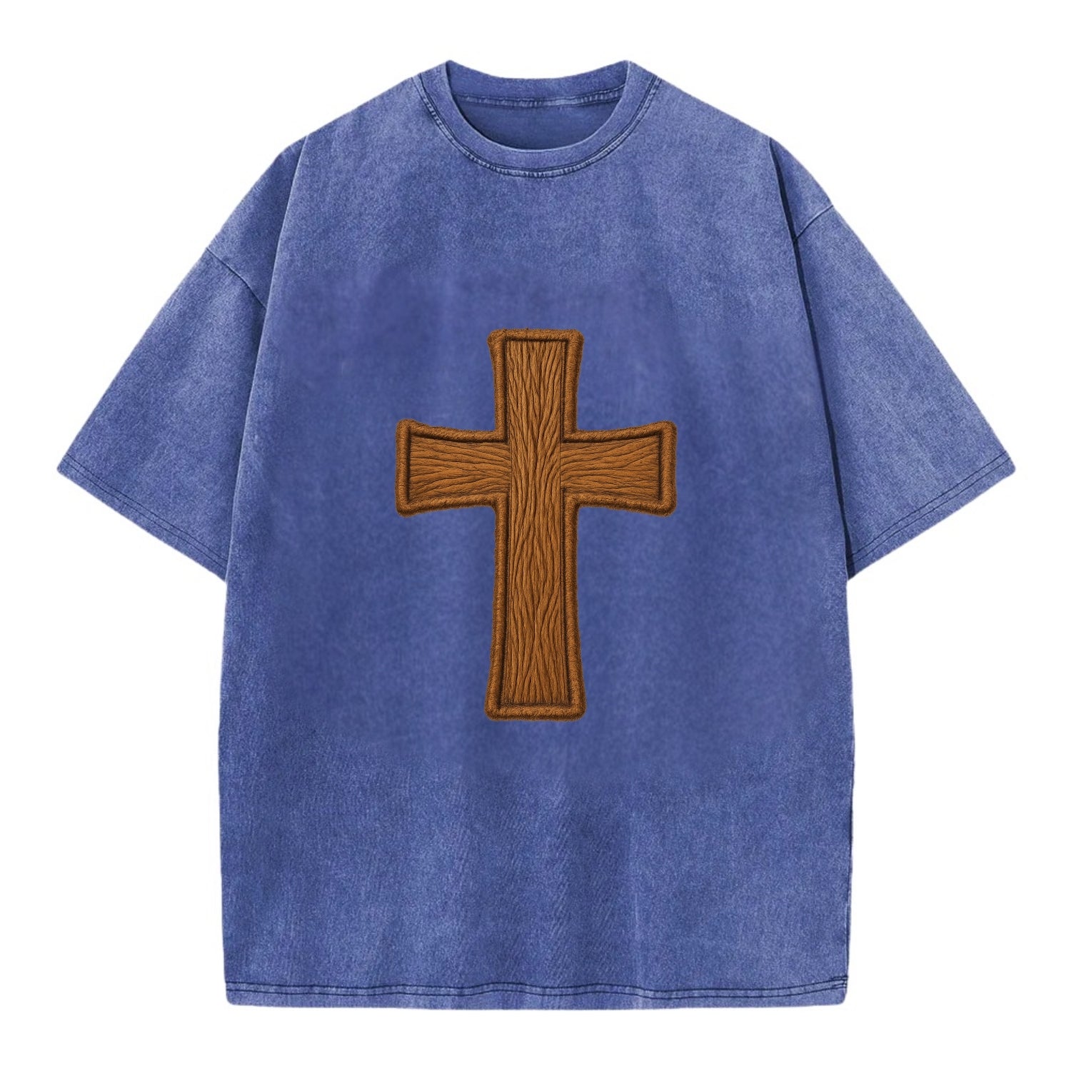 Carved Cross  - Vintage T-shirt - Blue