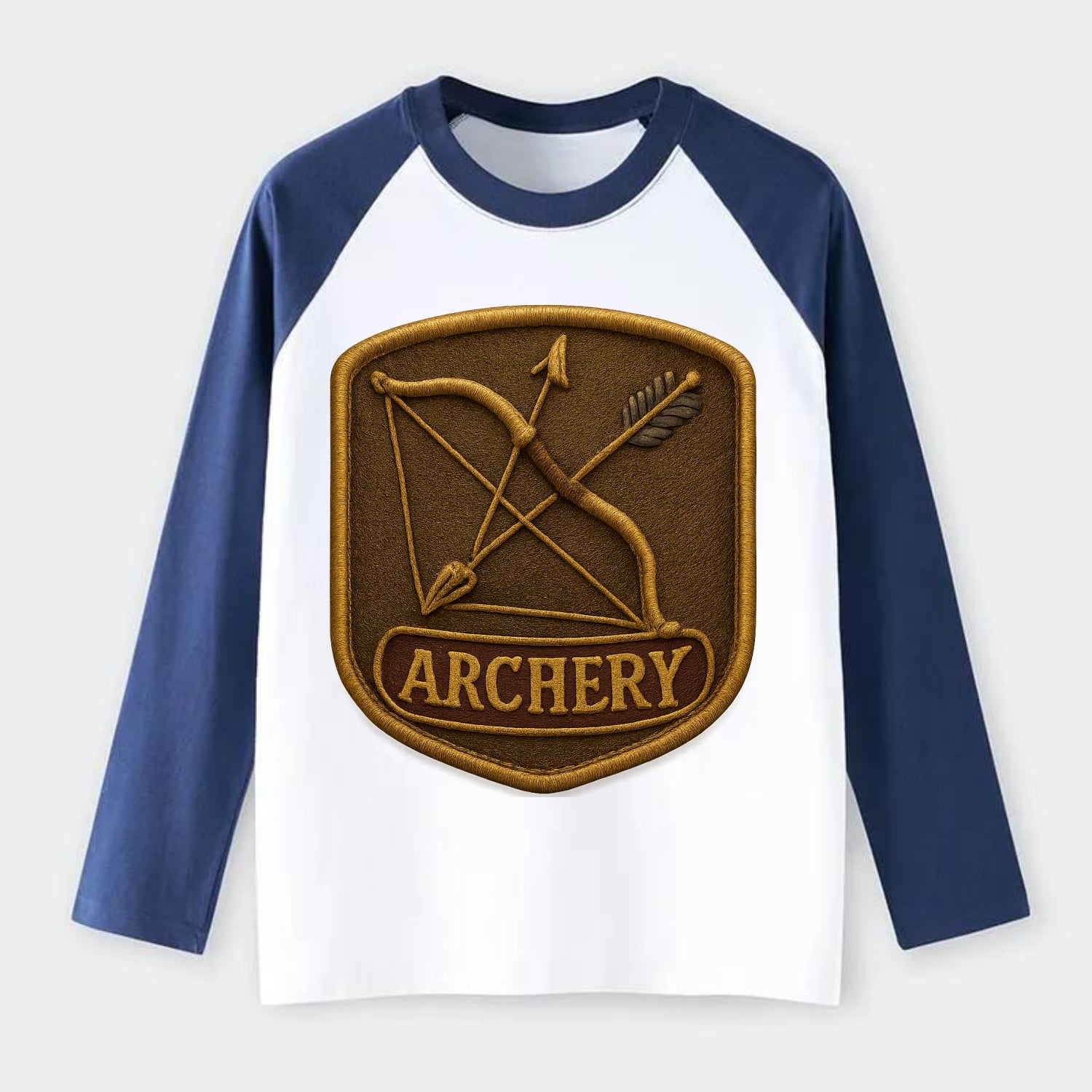 Bow and arrow crossed - archery enthusiast - Raglan Long Sleeve T-Shirt - Blue