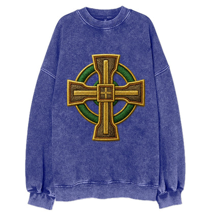 Durrow Cross - Vintage Sweatshirt - Blue