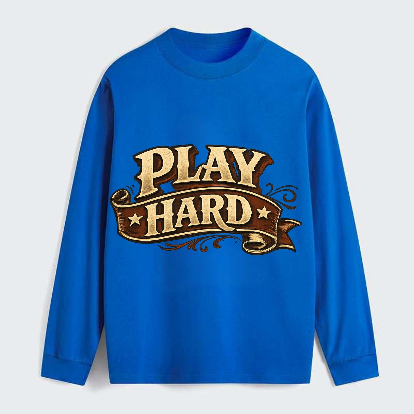 Bold typography design - "PLAY HARD" - giving your all, full effort - Classic Long Sleeve Shirt - Blue