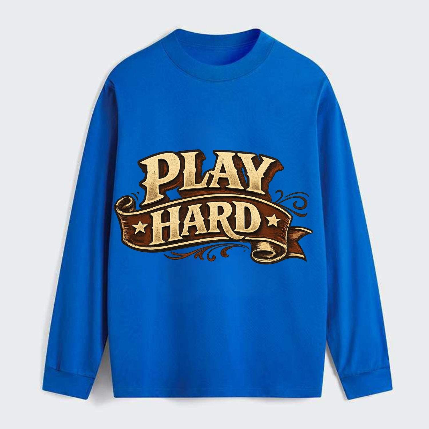 Bold typography design - "PLAY HARD" - giving your all, full effort - Classic Long Sleeve Shirt - Blue