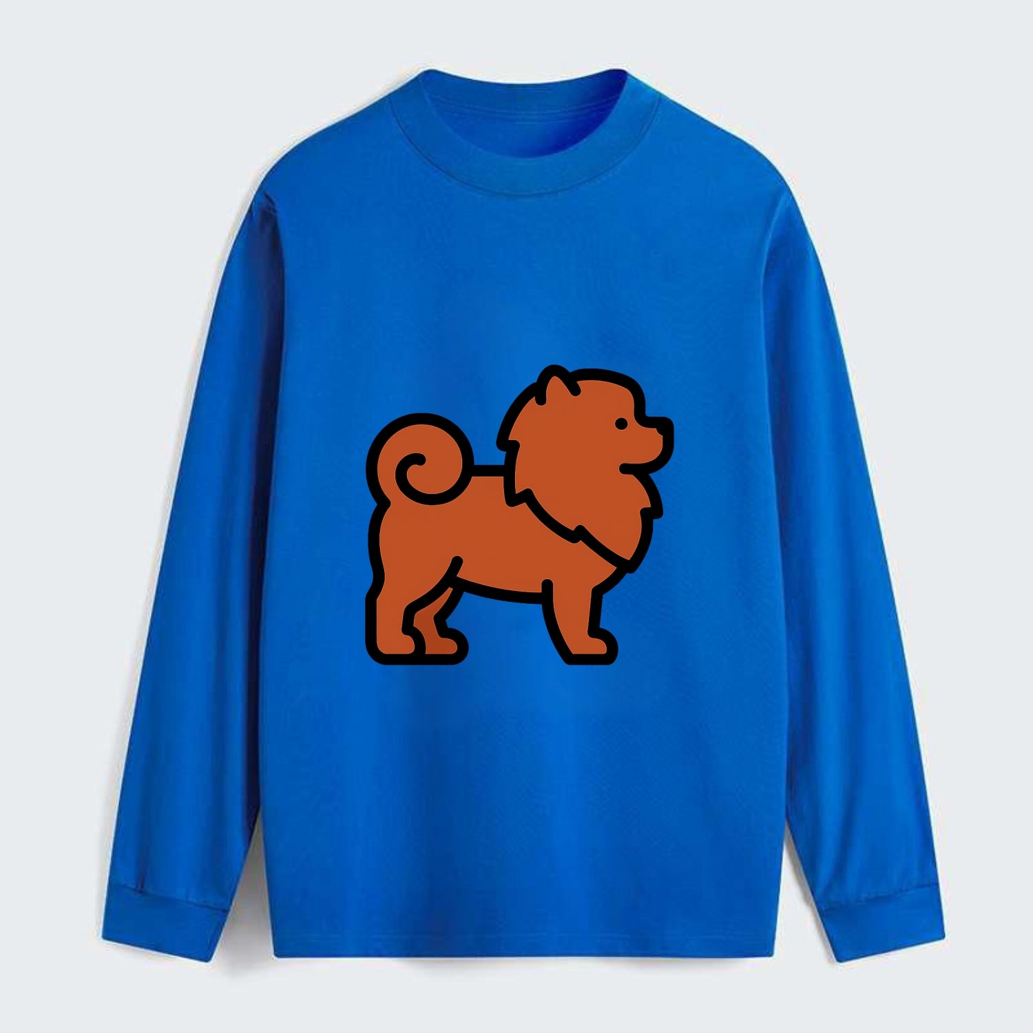 Chow Chow - Red fluffy flat side profile - Classic Long Sleeve Shirt - Blue