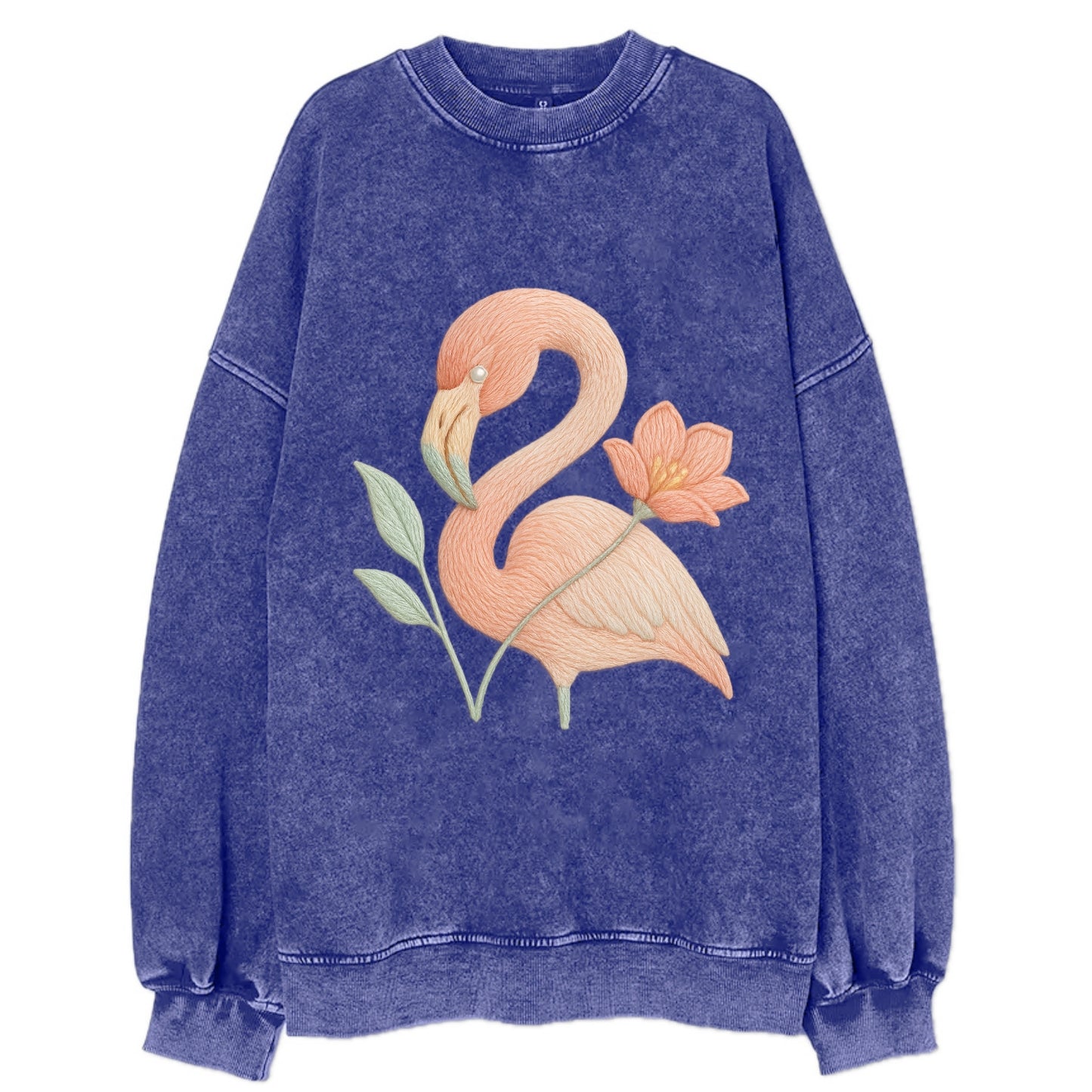 Peach Flamingo - Vintage Sweatshirt - Blue