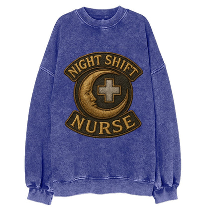 Night Shift Nurse  - Vintage Sweatshirt - Blue