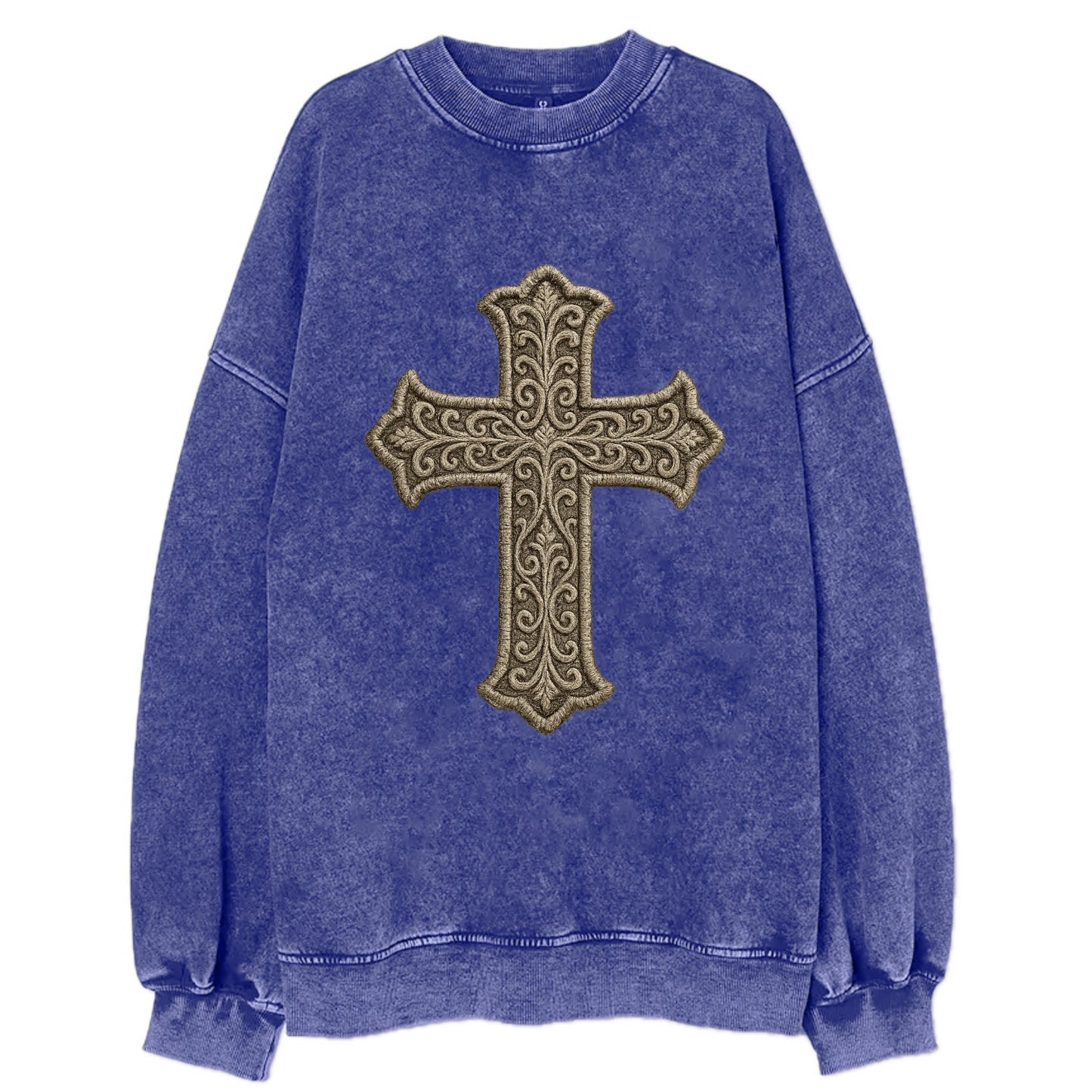 Filigree Cross  - Vintage Sweatshirt - Blue