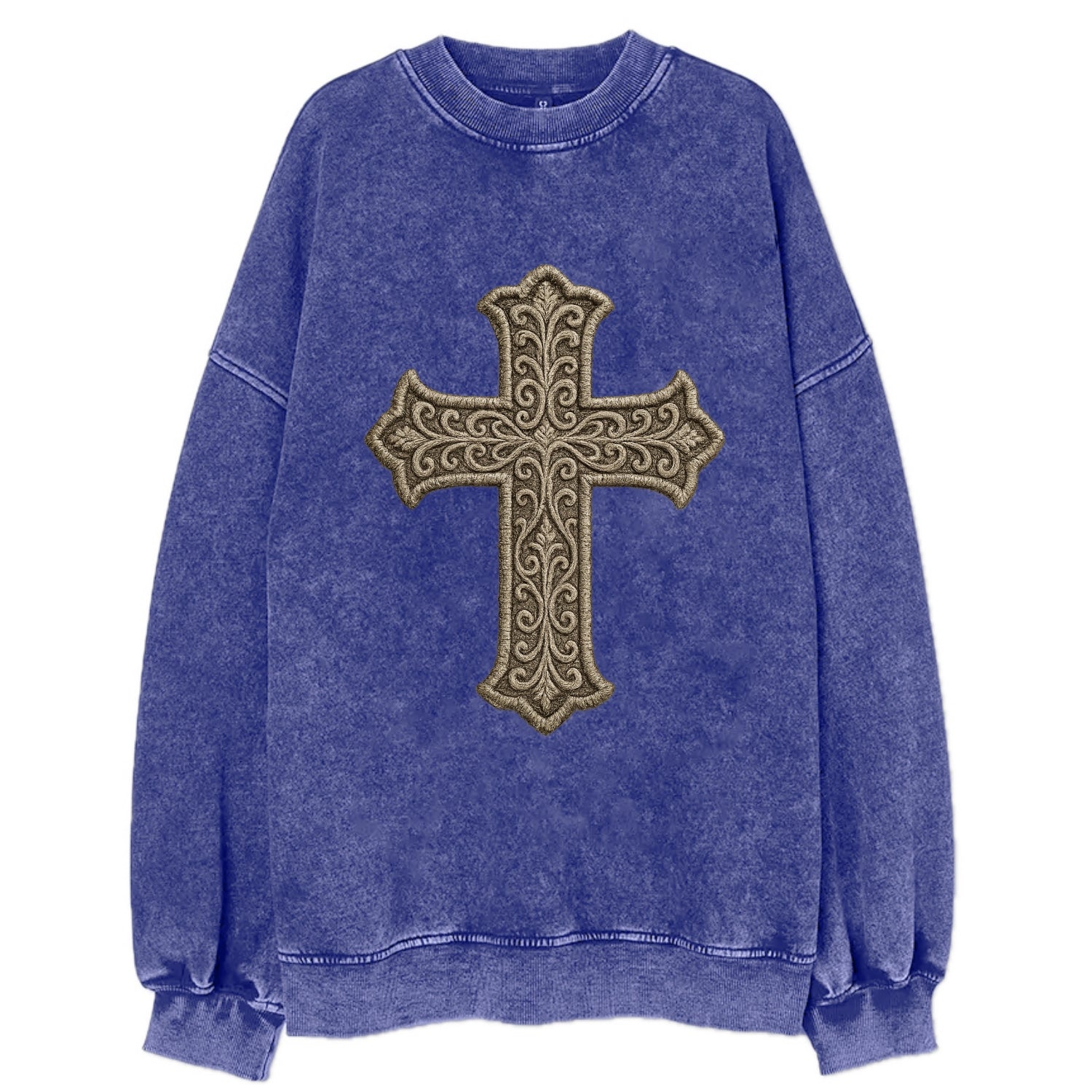 Filigree Cross  - Vintage Sweatshirt - Blue