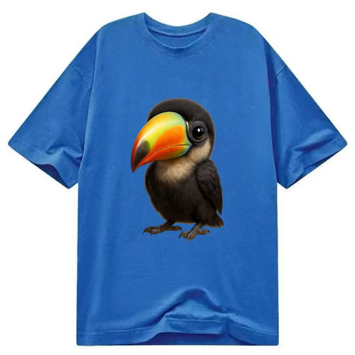 Baby Toucan - oversized colorful beak, black feathers, bright eyes, front-facing, - Classic T-shirt