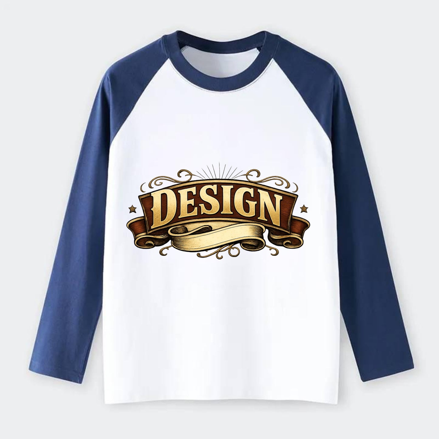 Bold typography design - "DESIGN" - intentional creation, aesthetic - Raglan Long Sleeve T-Shirt - Blue