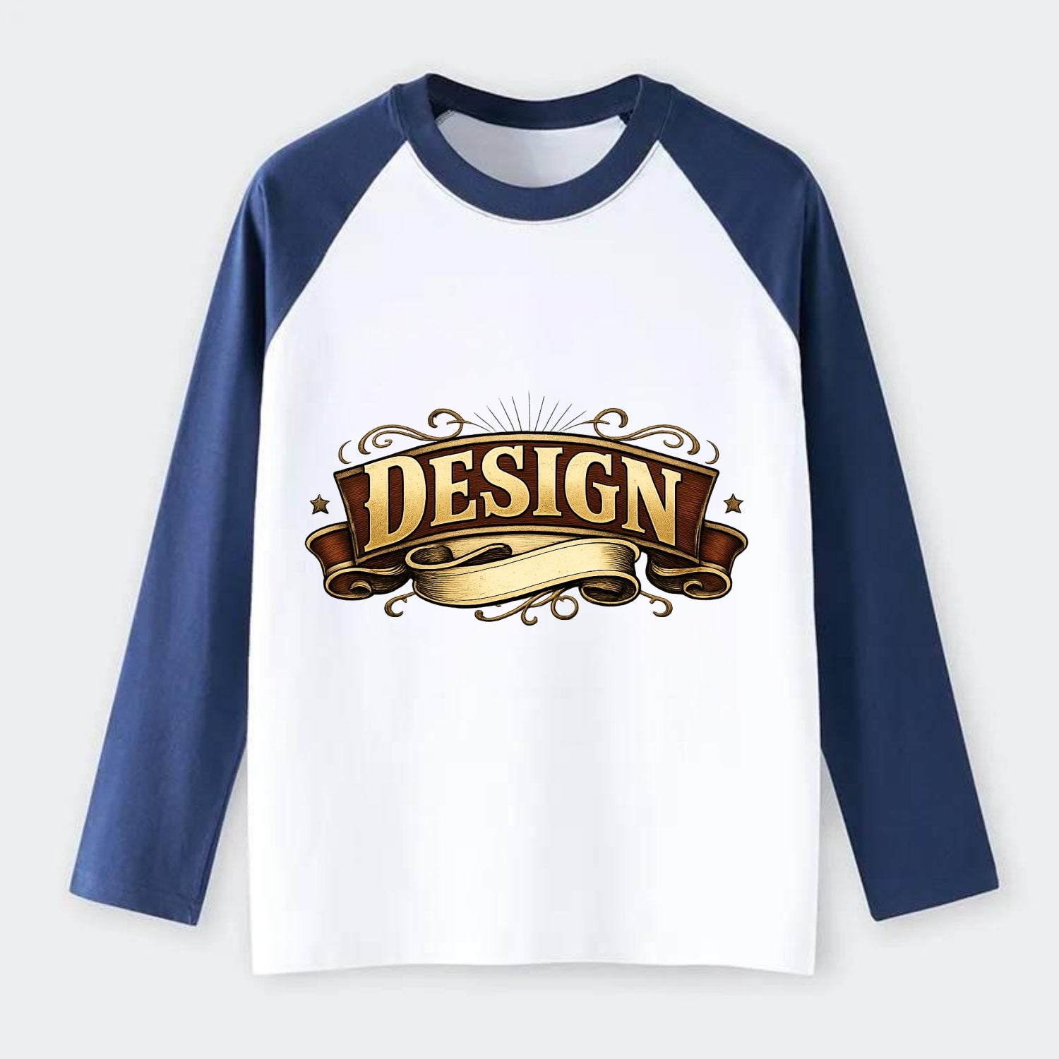 Bold typography design - "DESIGN" - intentional creation, aesthetic - Raglan Long Sleeve T-Shirt - Blue