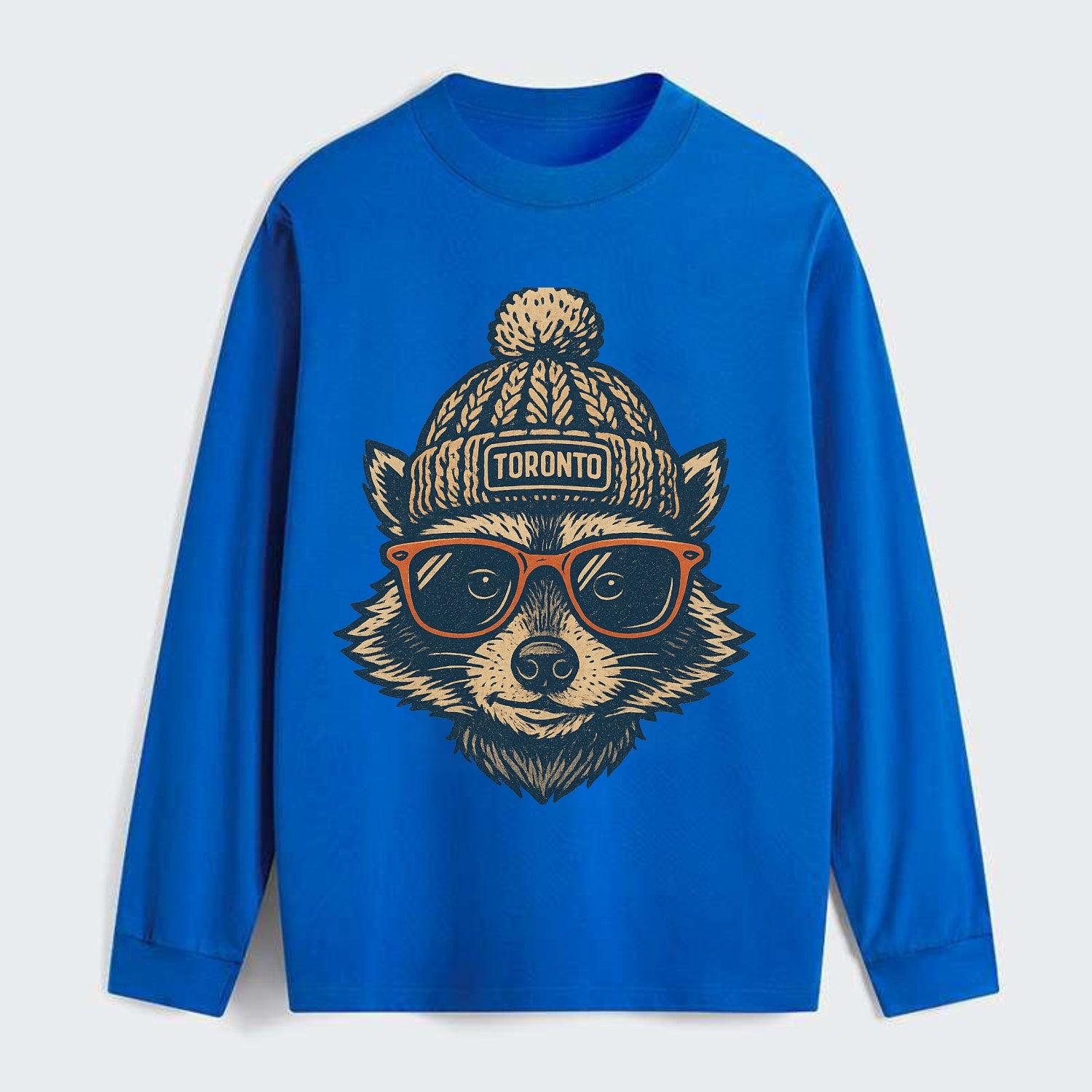 Toronto Raccoon wearing Toronto beanie w - Classic Long Sleeve Shirt - Blue