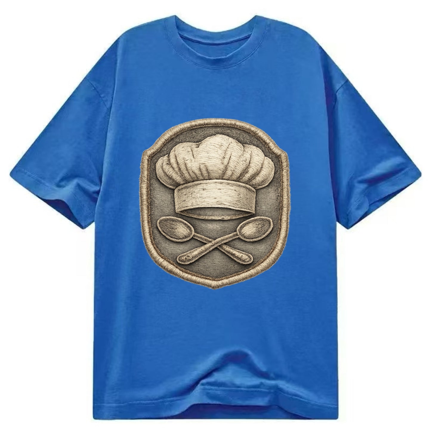 Embroidered patch design - COOKING CHEF HAT - toque blanche with crossed spoons - Classic T-shirt - Blue