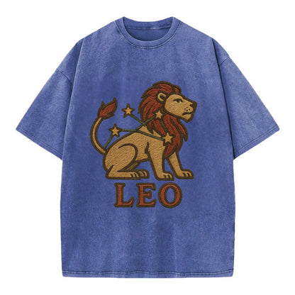 Leo Lion  - Vintage T-shirt - Blue