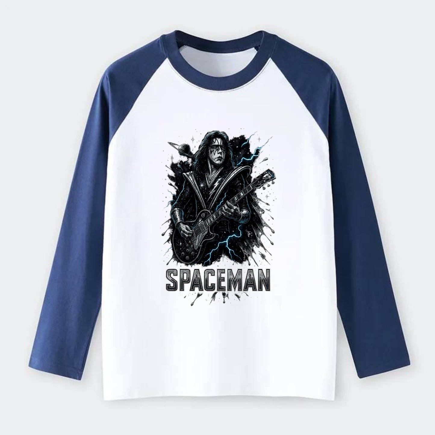 Silver Splash - Raglan Long Sleeve T-Shirt - Blue
