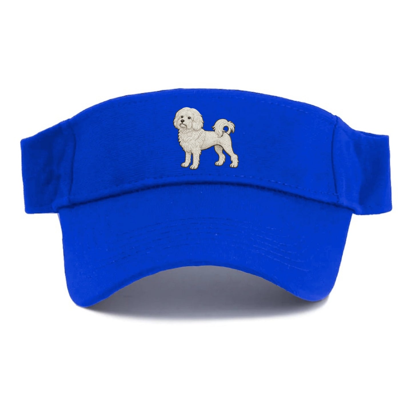 Löwchen - Little Lion Dog white embroidered pose - Visor - Blue