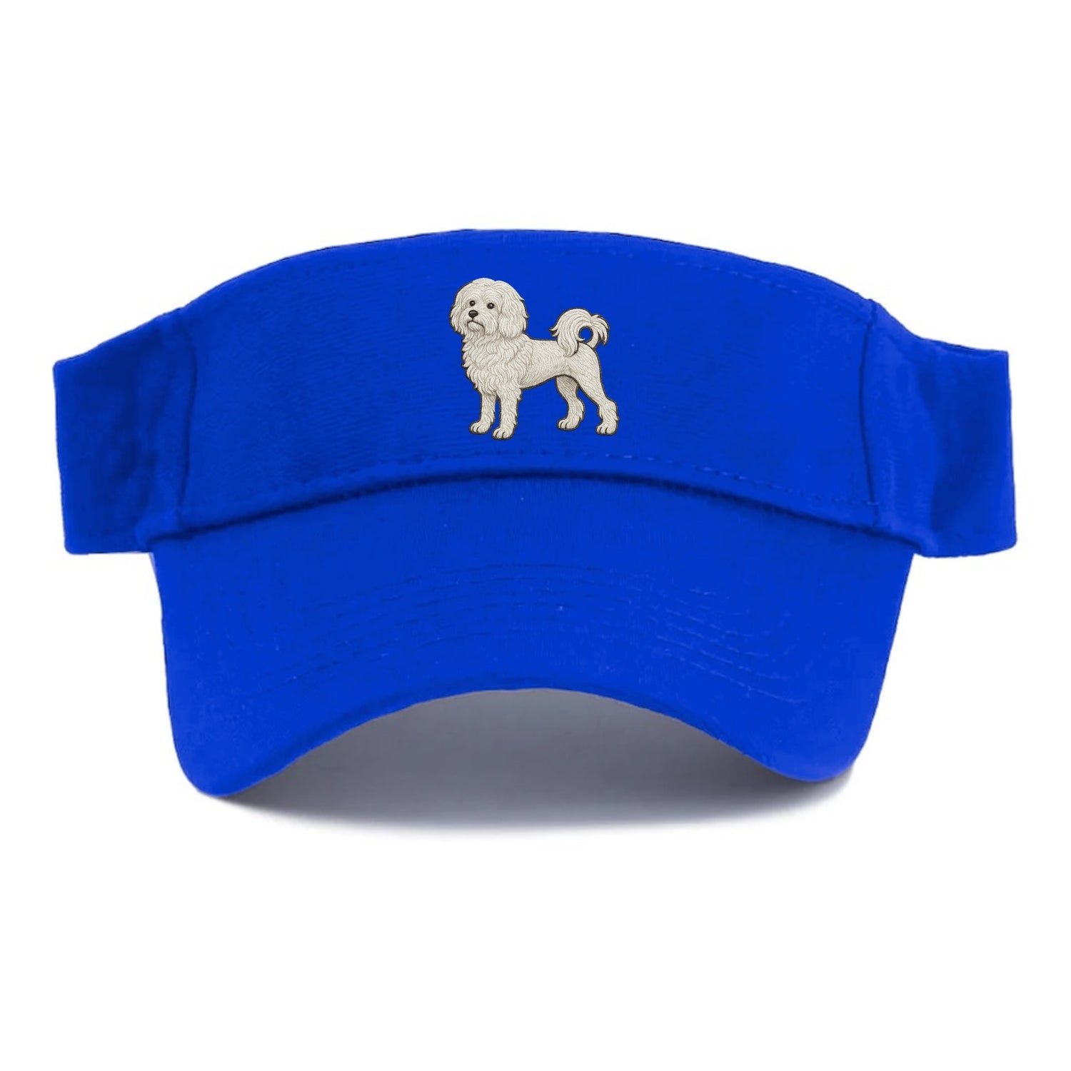 Löwchen - Little Lion Dog white embroidered pose - Visor - Blue