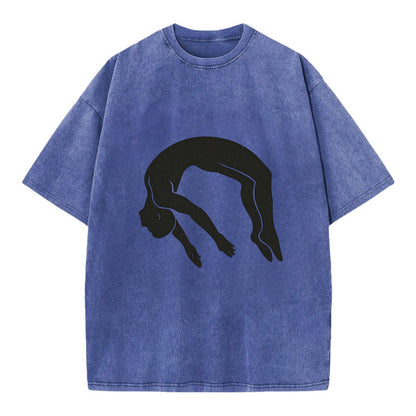 Gymnast doing a backflip - Vintage T-shirt - Blue