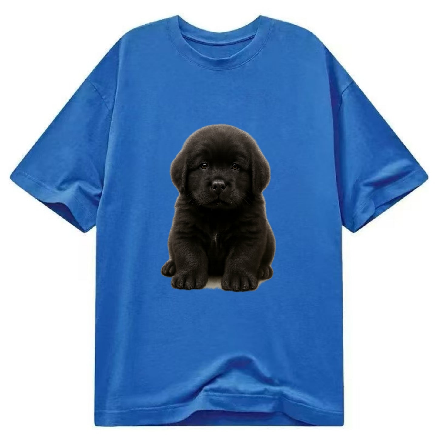 Baby Newfoundland Puppy - giant fluffy black, gentle eyes, webbed paws, - Classic T-shirt - Blue