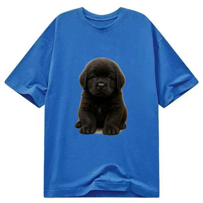 Baby Newfoundland Puppy - giant fluffy black, gentle eyes, webbed paws, - Classic T-shirt - Blue