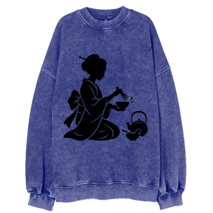 Geisha traditional tea ceremony - Vintage Sweatshirt - Blue