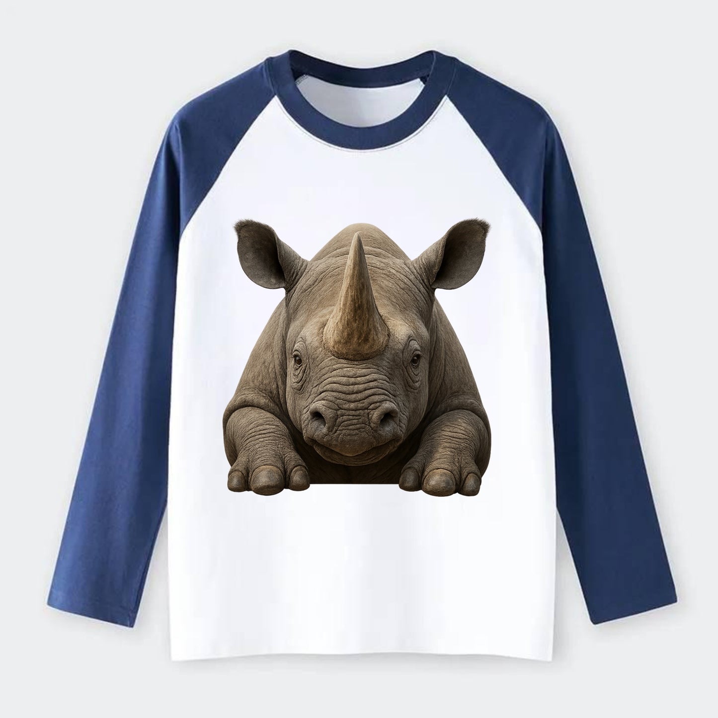 Rhinoceros  - Raglan Long Sleeve T-Shirt - Blue
