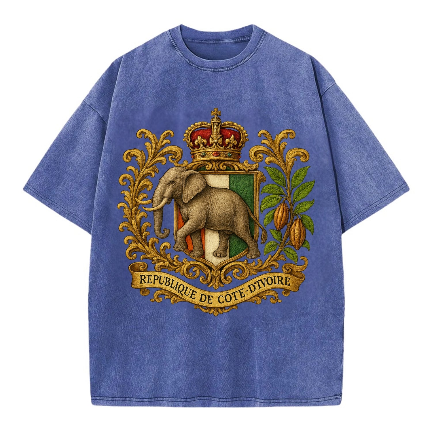 Ivory Coast Heritage Badge  - Vintage T-shirt - Blue