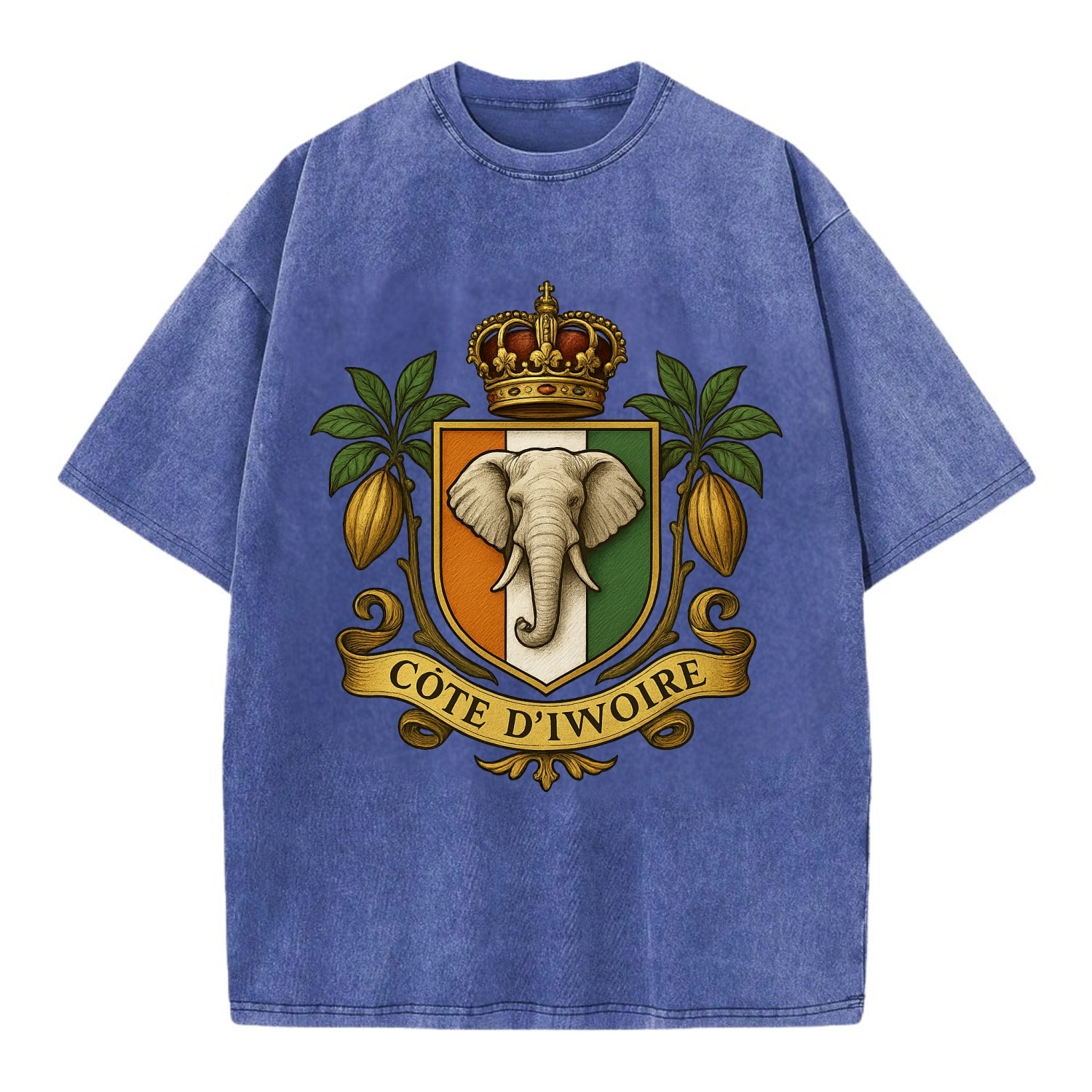 Ivory Coast Royal Logo  - Vintage T-shirt - Blue