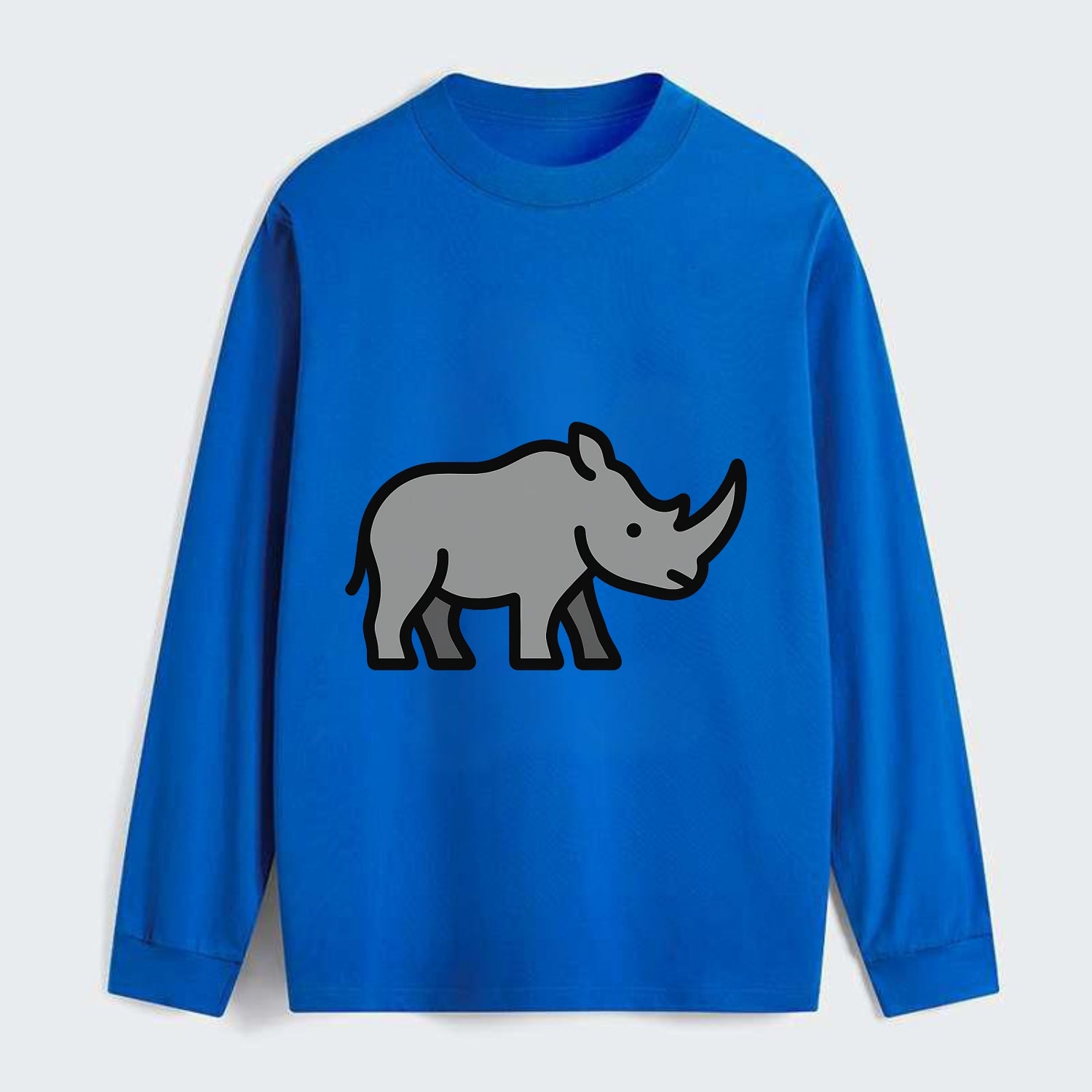 Rhinoceros - Gray with horn flat side profile - Classic Long Sleeve Shirt - Blue