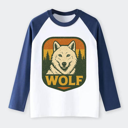 Arctic White Wolf  - Raglan Long Sleeve T-Shirt - Blue